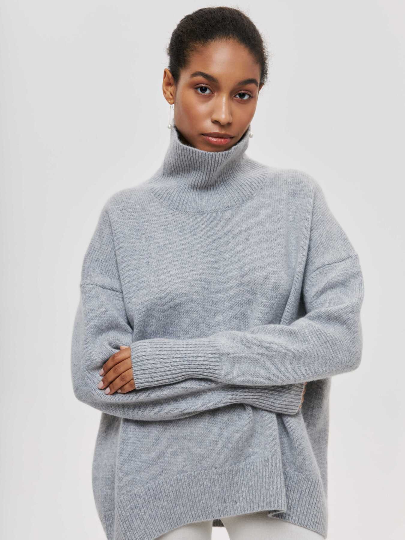 NIVANOO | Pull Col Roulé Hiver Uni Épais
