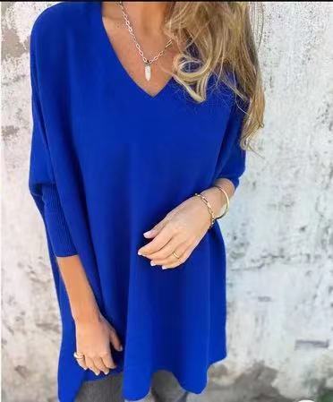 NIVANOO | Chemise Longue Tricotée à Col V & Manches Longues