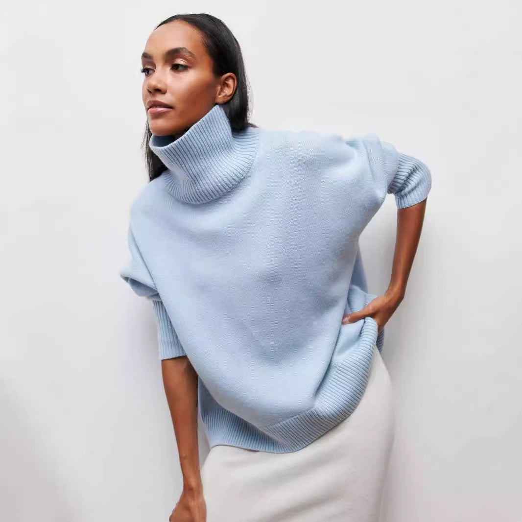 NIVANOO | Pull Col Roulé Hiver Uni Épais