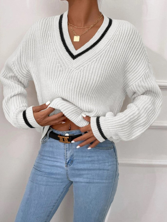 NIVANOO | Pull Décontracté à Manches Longues en Patchwork Contrasté