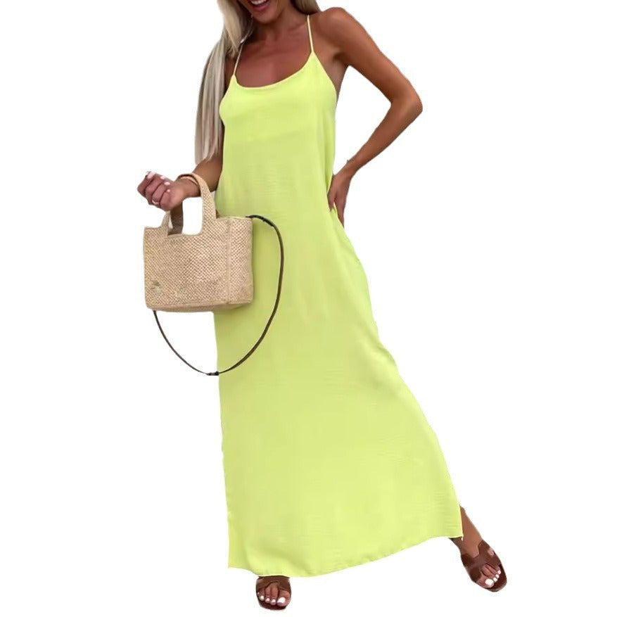 NIVANOO | Robe Longue à Bretelles – Style Vacances Élégant