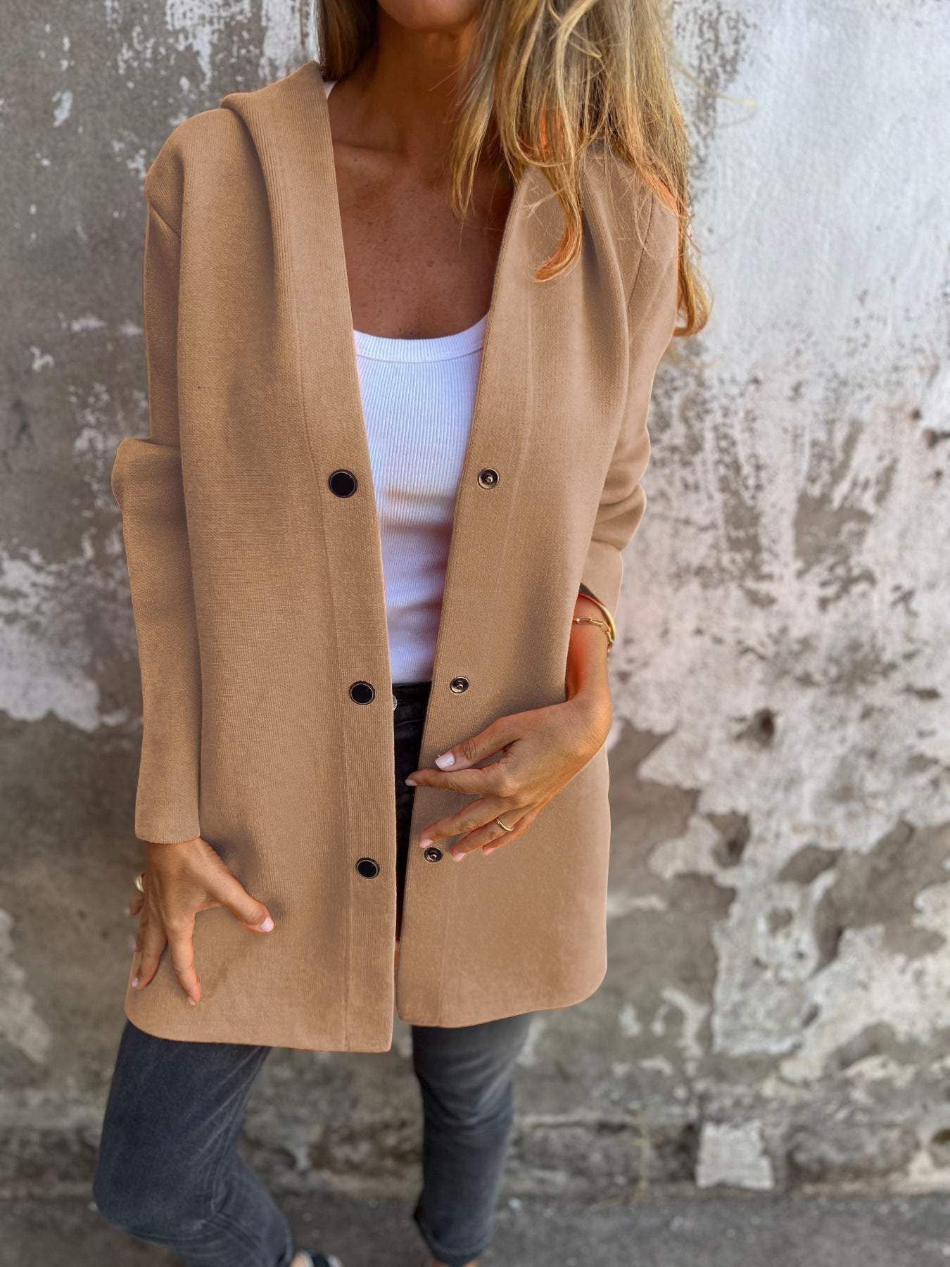 NIVANOO | Cardigan à Capuche Décontracté à Boutonnage Simple