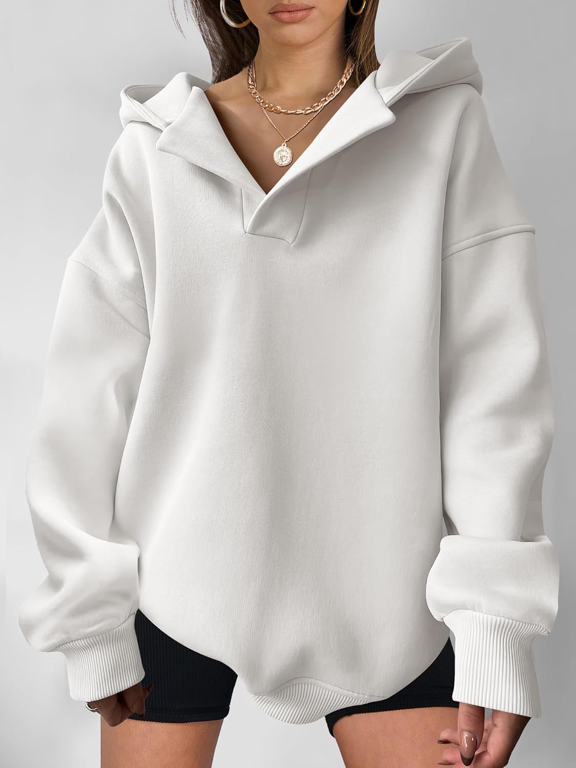 NIVANOO | Sweat à Capuche Oversize à Manches Longues