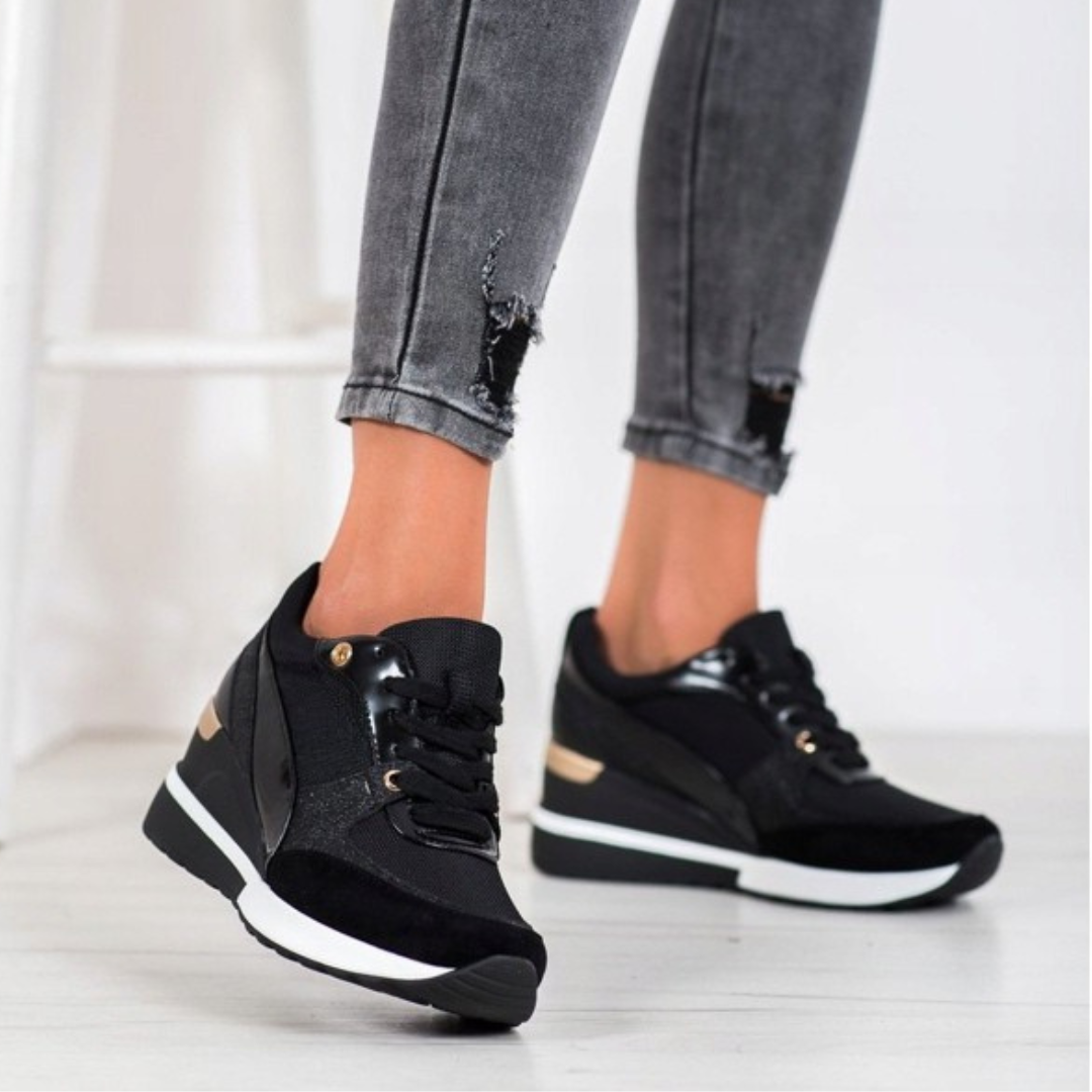 NIVANOO | Baskets Noires & Dorées