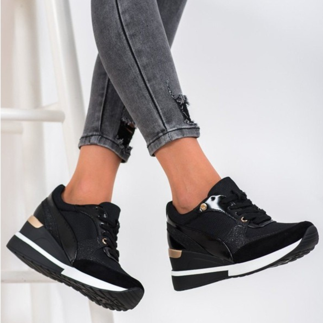 NIVANOO | Baskets Noires & Dorées