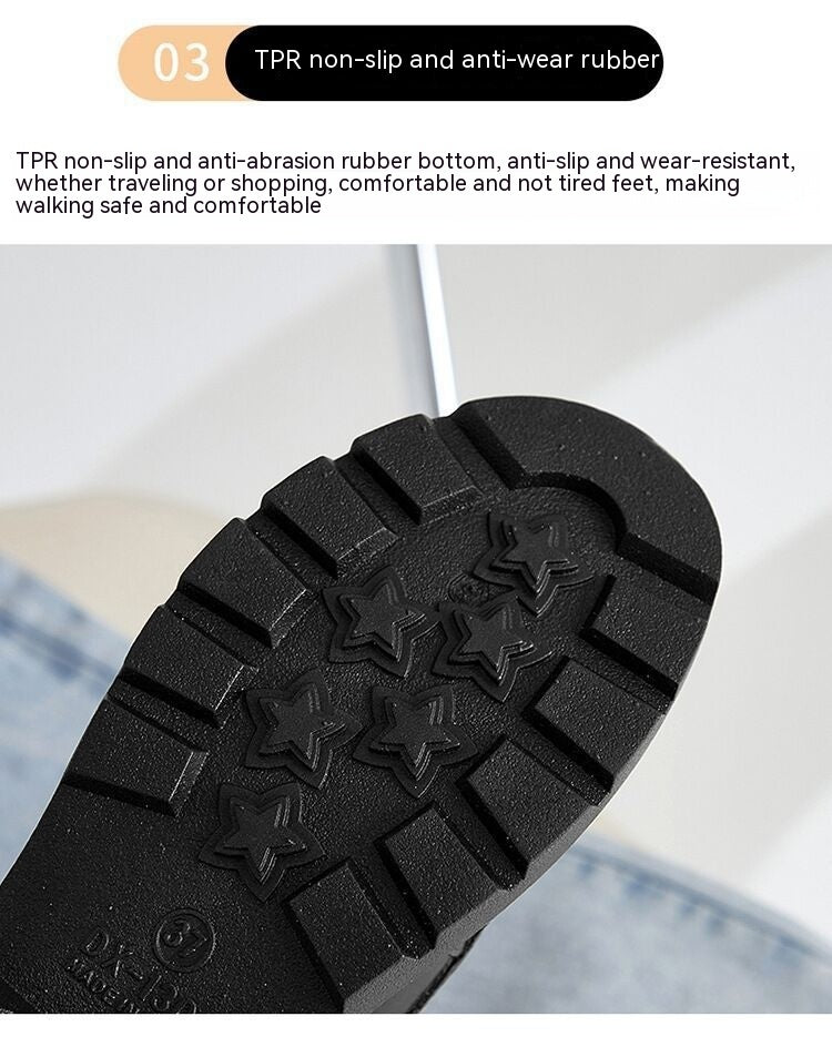 NIVANOO | Chaussures Plateformes Rétro à Bout Rond & Boutons Dorés