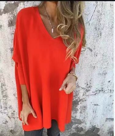 NIVANOO | Chemise Longue Tricotée à Col V & Manches Longues