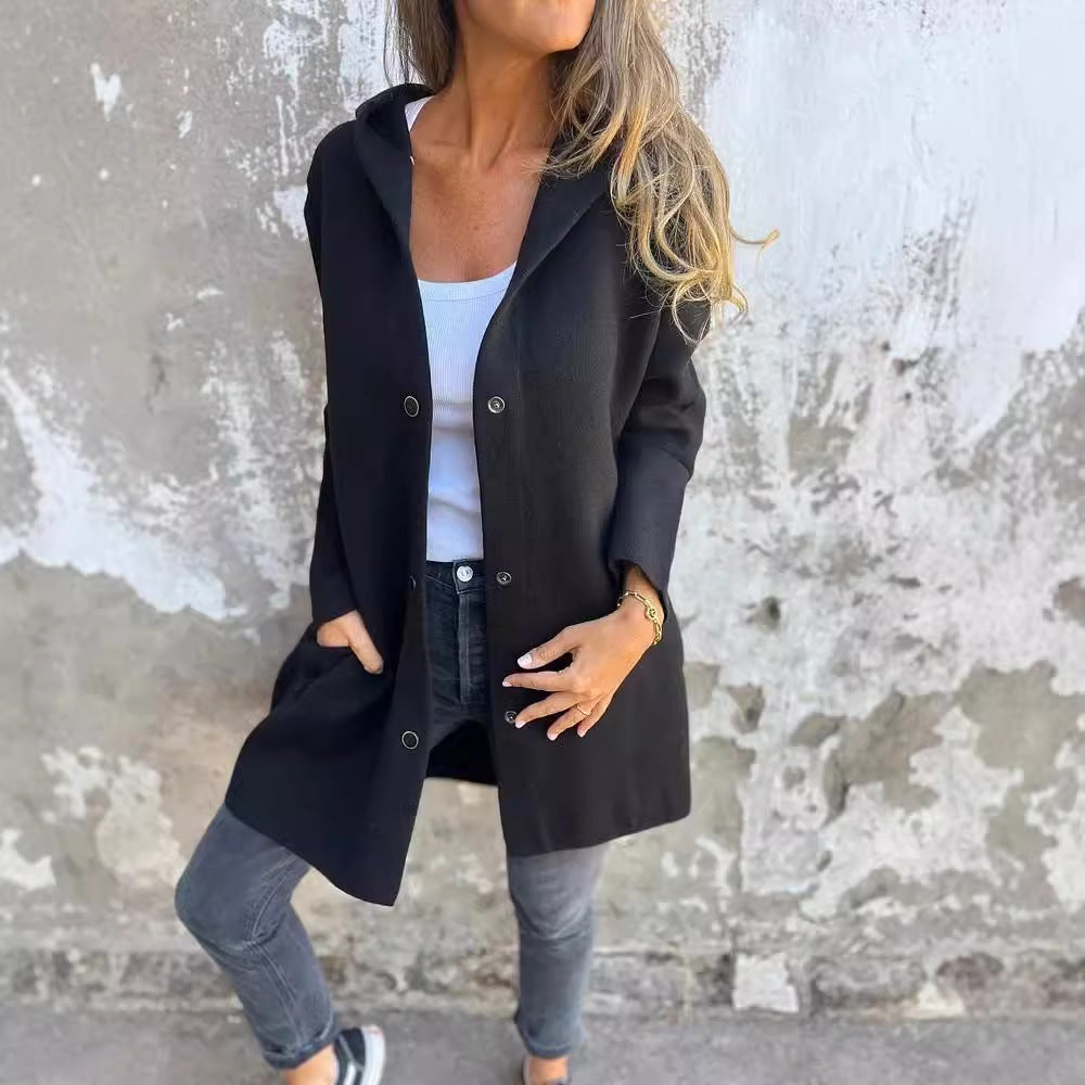 NIVANOO | Cardigan à Capuche Décontracté à Boutonnage Simple