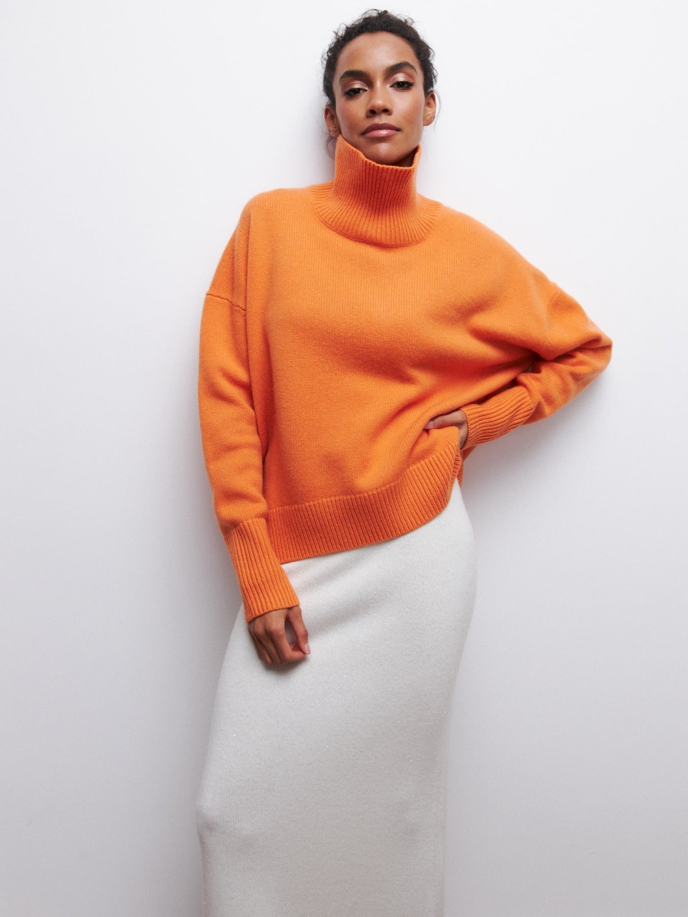 NIVANOO | Pull Col Roulé Hiver Uni Épais