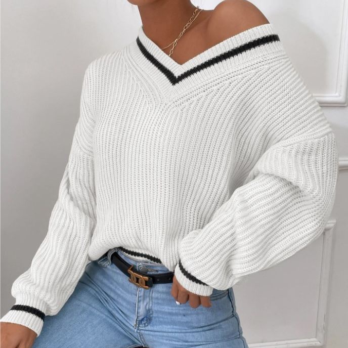 NIVANOO | Pull Décontracté à Manches Longues en Patchwork Contrasté