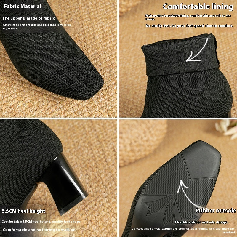 NIVANOO | Bottines Chaussettes à Talons Épais