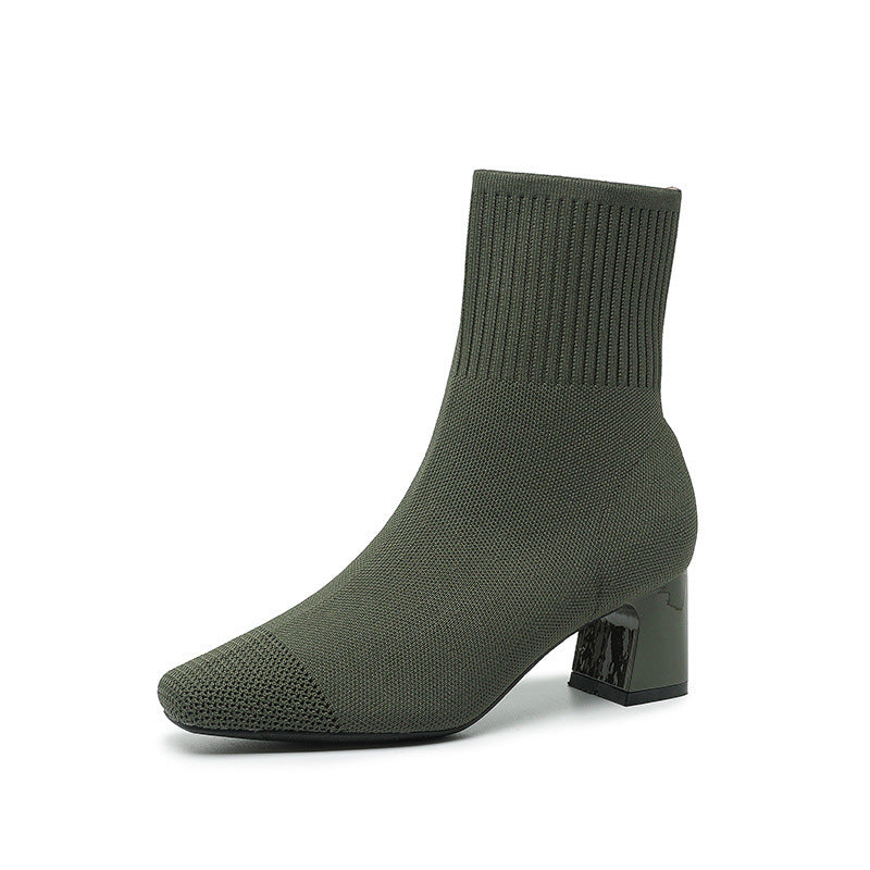 NIVANOO | Bottines Chaussettes à Talons Épais