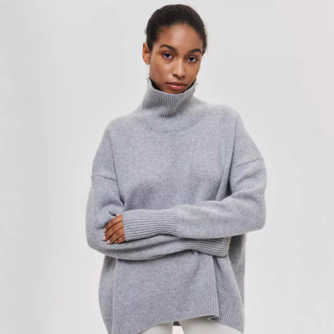 NIVANOO | Pull Col Roulé Hiver Uni Épais
