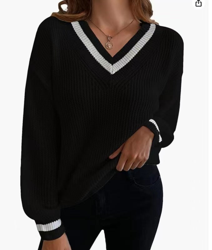 NIVANOO | Pull Décontracté à Manches Longues en Patchwork Contrasté
