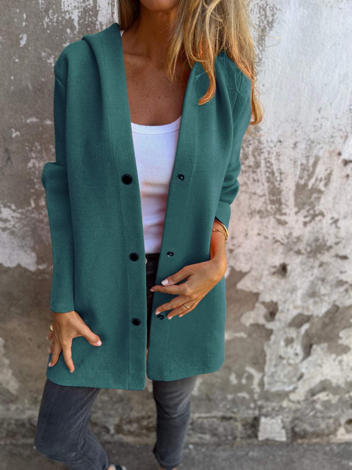 NIVANOO | Cardigan à Capuche Décontracté à Boutonnage Simple