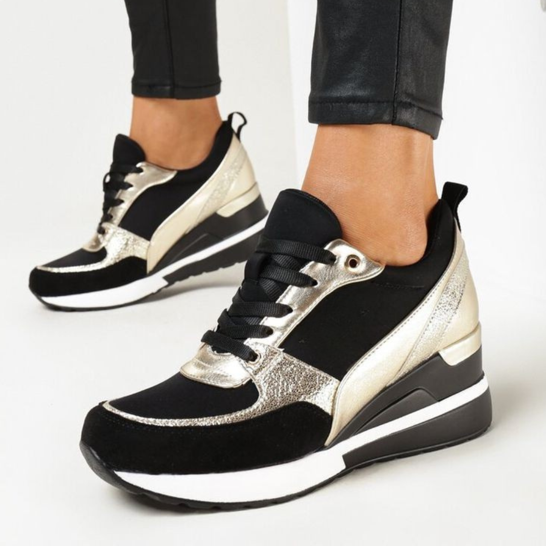 NIVANOO | Baskets Noires & Dorées