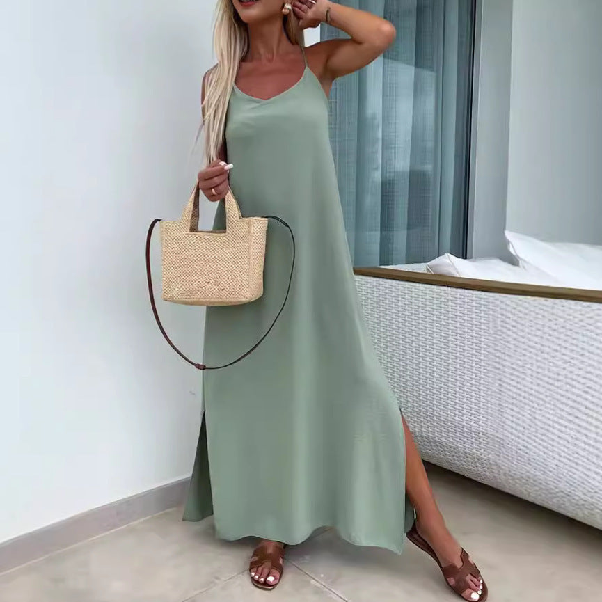 NIVANOO | Robe Longue à Bretelles – Style Vacances Élégant