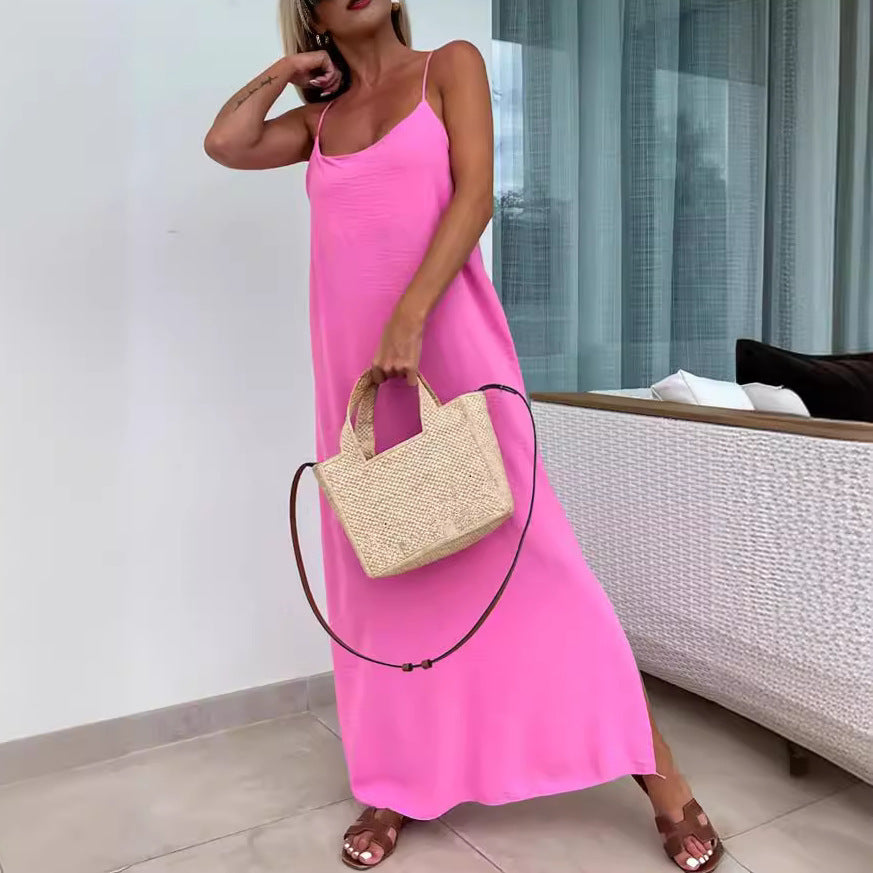 NIVANOO | Robe Longue à Bretelles – Style Vacances Élégant