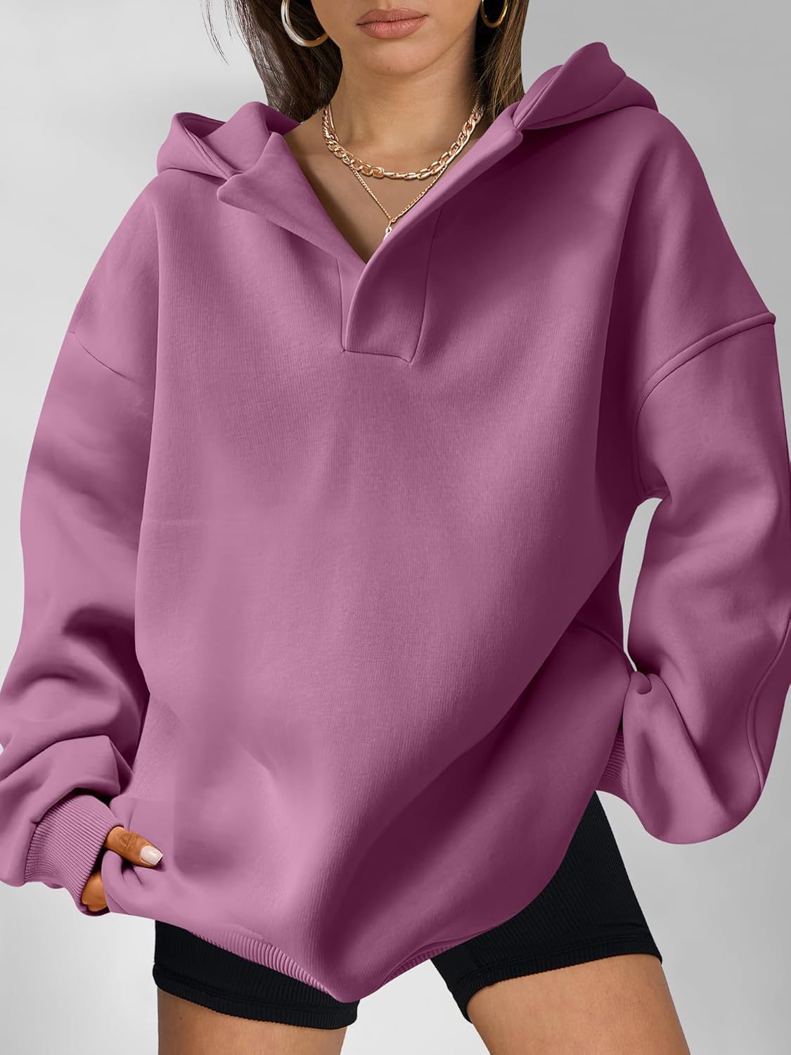 NIVANOO | Sweat à Capuche Oversize à Manches Longues