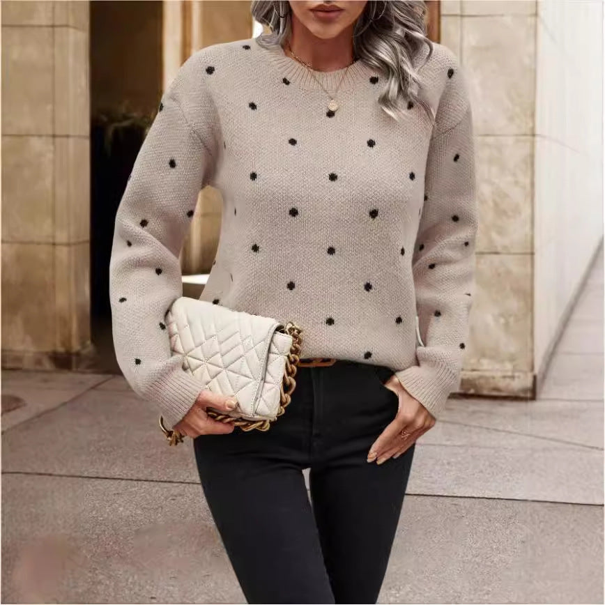 NIVANOO | Pull à Pois Élégant à Col Rond