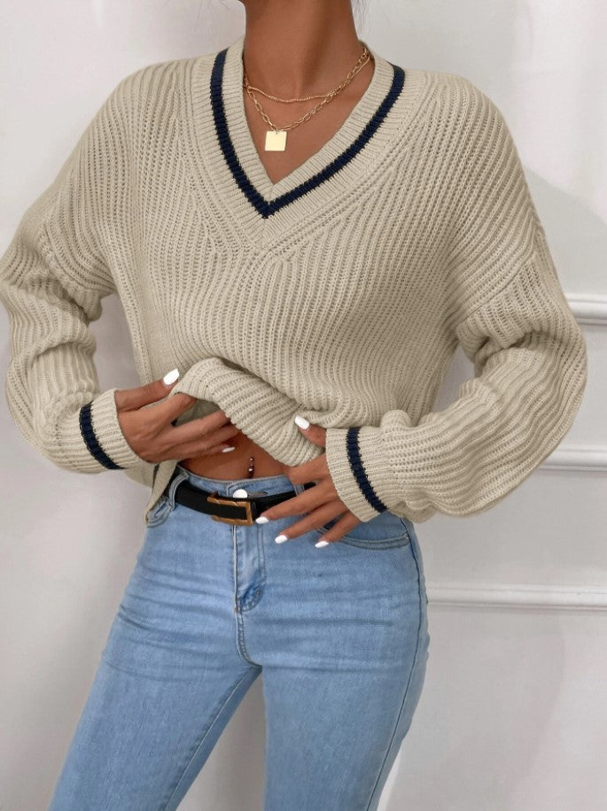 NIVANOO | Pull Décontracté à Manches Longues en Patchwork Contrasté