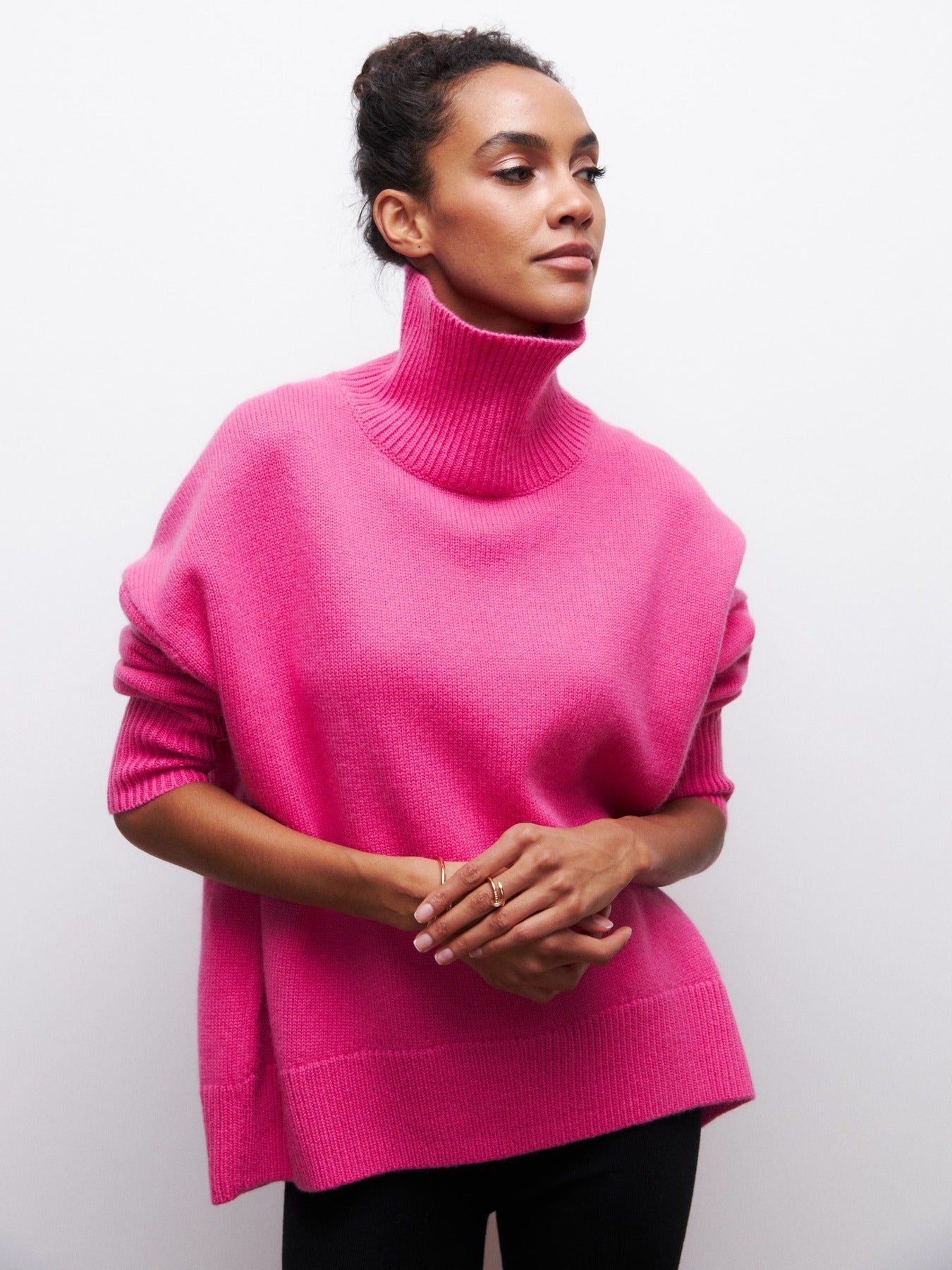 NIVANOO | Pull Col Roulé Hiver Uni Épais