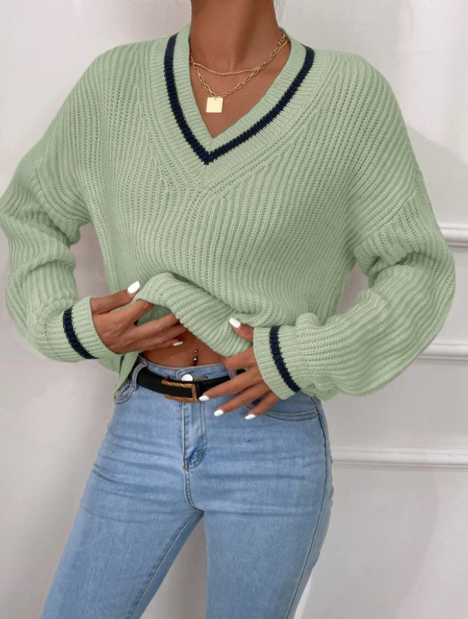 NIVANOO | Pull Décontracté à Manches Longues en Patchwork Contrasté