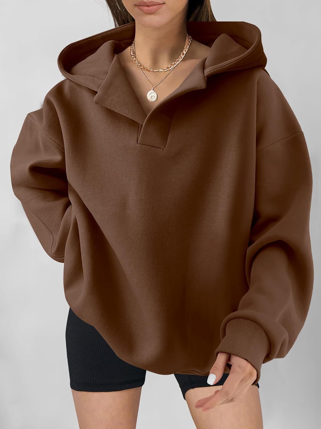 NIVANOO | Sweat à Capuche Oversize à Manches Longues
