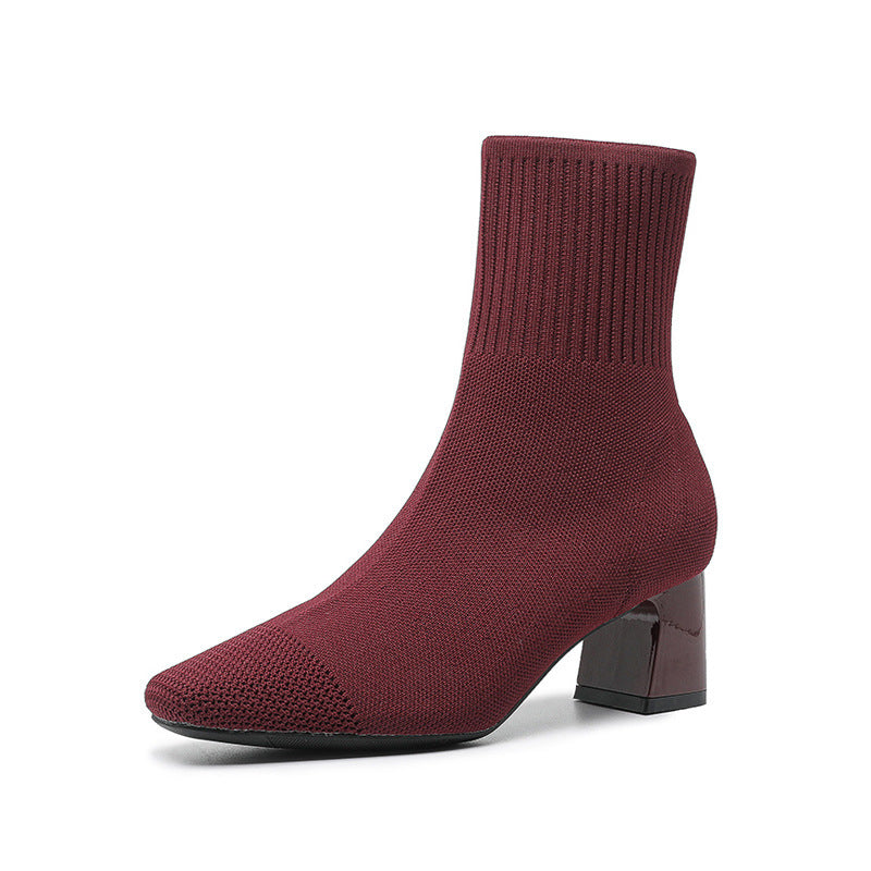 NIVANOO | Bottines Chaussettes à Talons Épais