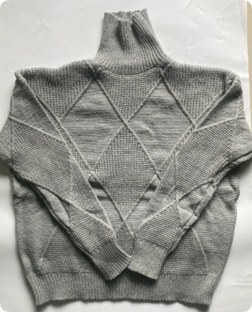 NIVANOO | Pull Col Roulé à Motif Losange Texturé