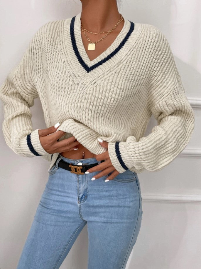 NIVANOO | Pull Décontracté à Manches Longues en Patchwork Contrasté