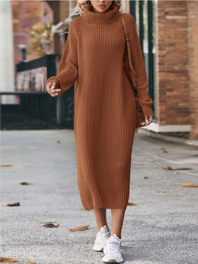 NIVANOO | Robe Pull à Col Roulé Classique
