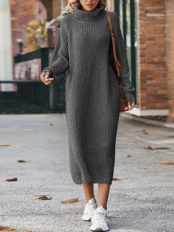 NIVANOO | Robe Pull à Col Roulé Classique