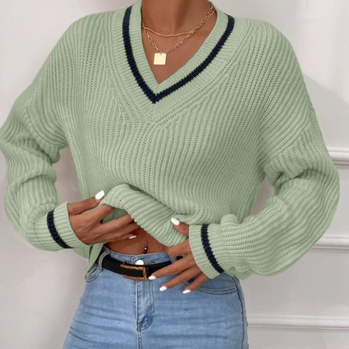 NIVANOO | Pull Décontracté à Manches Longues en Patchwork Contrasté