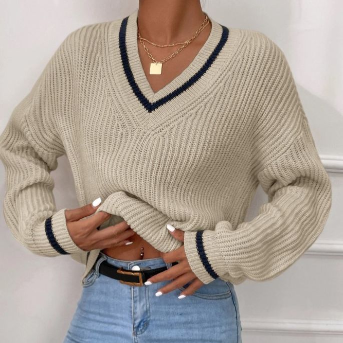 NIVANOO | Pull Décontracté à Manches Longues en Patchwork Contrasté