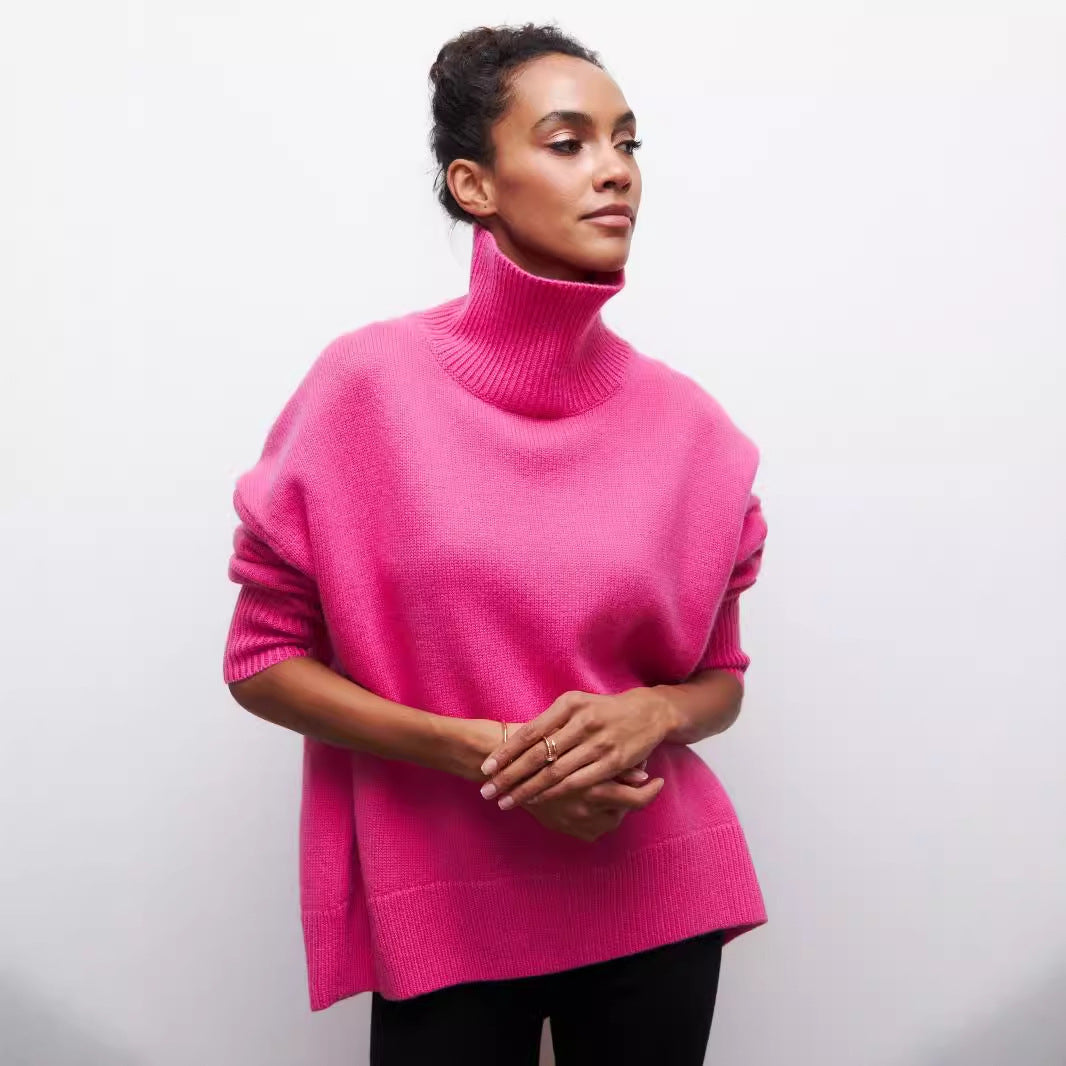 NIVANOO | Pull Col Roulé Hiver Uni Épais