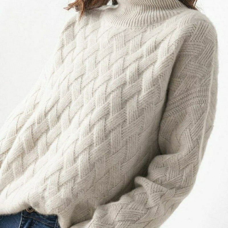 NIVANOO | Pull Col Roulé Épais en Maille Douce