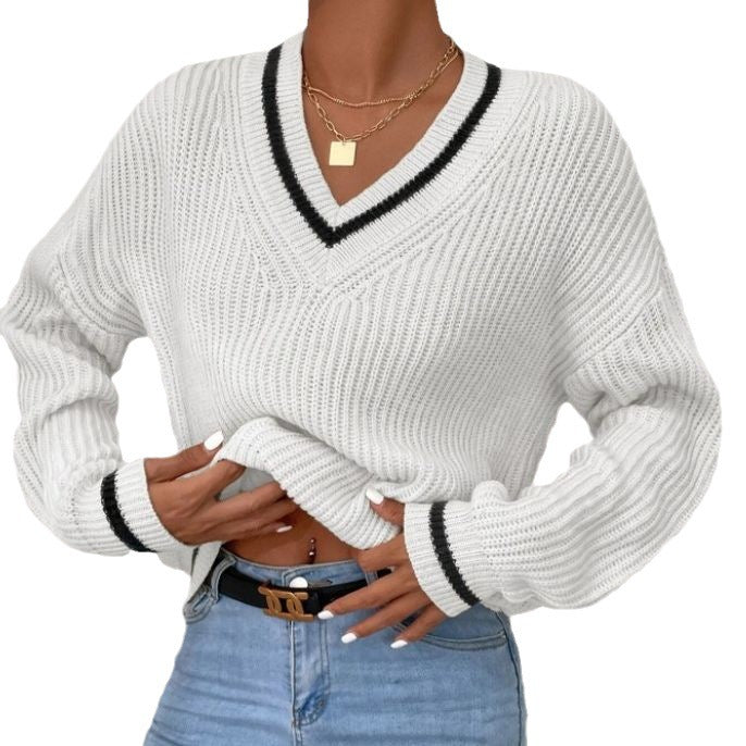 NIVANOO | Pull Décontracté à Manches Longues en Patchwork Contrasté