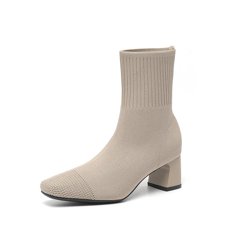 NIVANOO | Bottines Chaussettes à Talons Épais