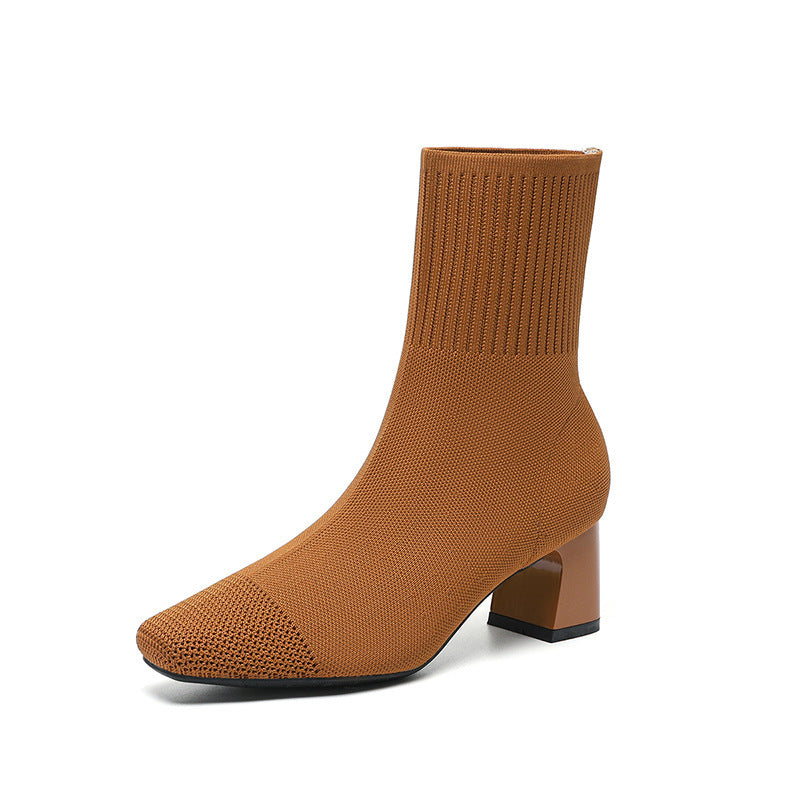 NIVANOO | Bottines Chaussettes à Talons Épais