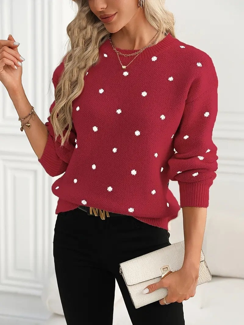 NIVANOO | Pull à Pois Élégant à Col Rond