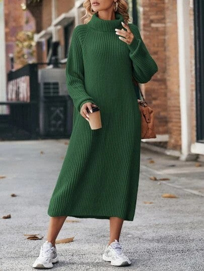 NIVANOO | Robe Pull à Col Roulé Classique
