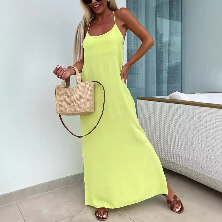 NIVANOO | Robe Longue à Bretelles – Style Vacances Élégant