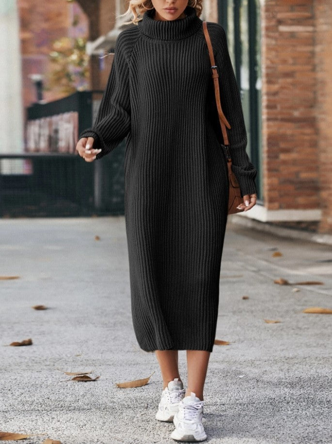 NIVANOO | Robe Pull à Col Roulé Classique