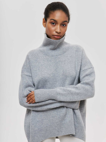 NIVANOO | Pull Col Roulé Hiver Uni Épais