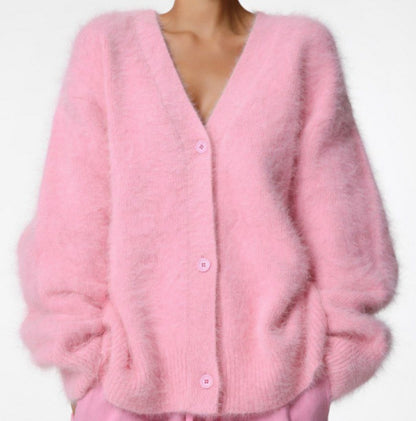 NIVANOO | Cardigan à Boutons Col V en Maille Douce