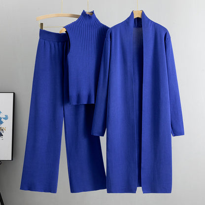 NIVANOO | Ensemble Tricot 3 Pièces Gilet, Cardigan Long & Pantalon Wide-Leg