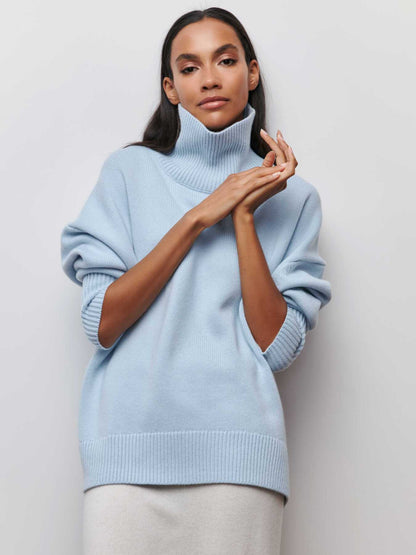 NIVANOO | Pull Col Roulé Hiver Uni Épais