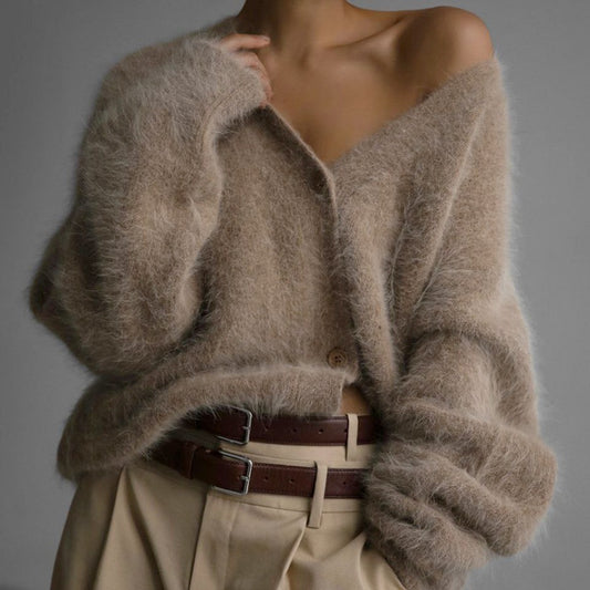 NIVANOO | Cardigan à Boutons Col V en Maille Douce