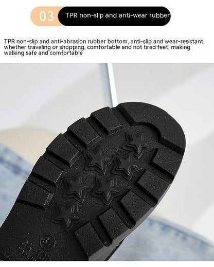 NIVANOO | Chaussures Plateformes Rétro à Bout Rond & Boutons Dorés